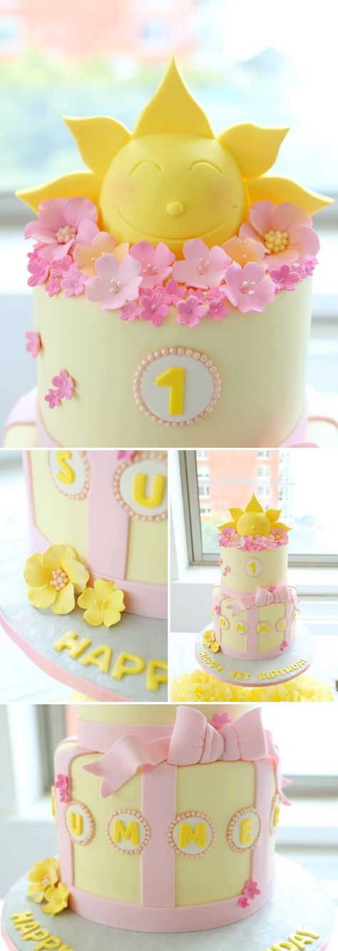 a beautiful sunshine themed birthday party: the cake pinned with Pinvolve - pinvolve.co Baby Shower Pasta, Sunshine Birthday Parties, Icing Flowers, Cupcakes Decorados, Sunshine Birthday, Themed Birthday Cakes, Birthday Themes, Occasion Cakes, First Birthday Cakes