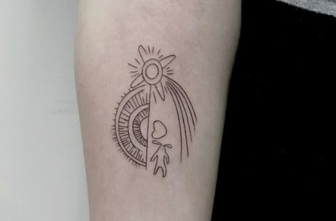 Curse Drawing, Howls Moving Castle Star, Howl's Moving Castle Tattoo, Scene Tattoo, Castle Tattoo, Ghibli Tattoo, Minimal Tattoo Design, Party Tattoos, The Scorch