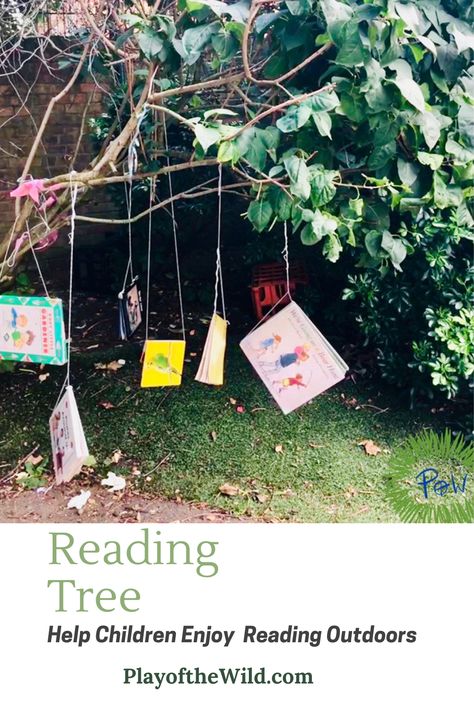 Setting up an outdoor reading environment. See playofthewild.com #readingoutdoors #readingoutside #eyfsoutdoors #eyfsoutdoorsetup #preschooloutside #preschooloutdoors #teachingideas #outdoorclassroom #learningoutside #school #preschool #eyfs #learningoutside #literacy #reading #tree Forest School Reading Area, Eyfs Outdoor Reading Shed, Ks2 Outdoor Learning, Eyfs Outdoor Reading Area, Literacy Outdoors Early Years, Outdoor Literacy Ideas Eyfs, Reading Garden Eyfs, Forest School Eyfs, Forest School Areas