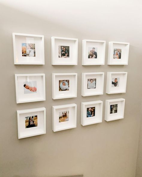 Simple classic grid gallery wall! White ribba ikea picture frames. Ikea Picture Frames, Grid Gallery Wall, Simple Gallery Wall, Ikea Picture Frame, Frame Wall Collage, Photo Walls, Vintage Paper Background, Wall White, White Box Frame