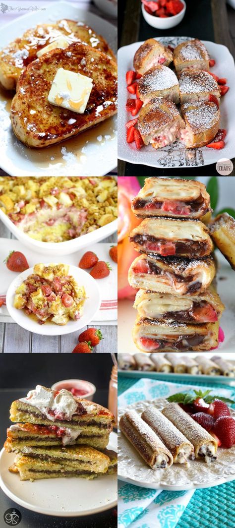 64 Unique French Toast Recipes to make your favorite breakfast even more delicious.  Over 60 amazing and Unique French Toast Recipes including sweet overnight casseroles, stuffed french toast, and more.  These variations are a great way to make an old favorite even more delicious! French Toast Rolls Recipe, Unique French Toast, French Toast Recipes, Food Fusion, Stuffed French Toast, Classic Breakfast, Roll Recipes, Filling Food, Delish Recipes