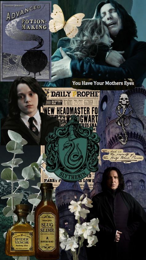 Harry Potter Collage, Severus Snape Wallpaper, Snape Wallpaper, Slytherin Vibes, Snape Fan Art, Michael Myers Art, Slytherin Wallpaper, Alan Rickman Severus Snape, Harry Potter Severus