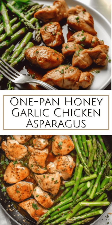 Chicken And Asparagus Skillet, Garlic Honey Chicken, Potato And Asparagus Recipe, Tender Asparagus, Asparagus Stir Fry, Chicken And Asparagus, Eat More Chicken, Honey Glazed Chicken, Garlic Honey