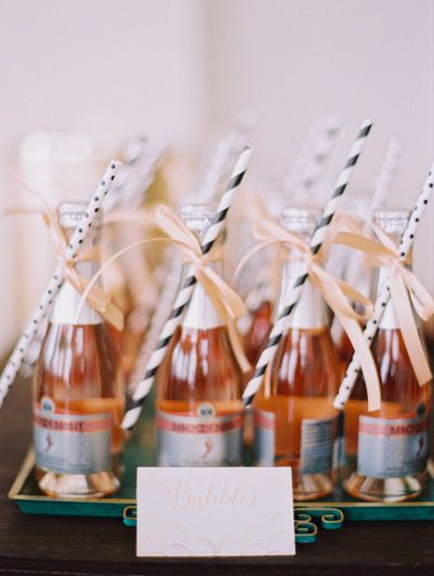 Bubbles as favors: http://www.stylemepretty.com/living/2014/10/03/ladies-brunch/ | Photography: Jessica Burke - http://www.jessicaburke.com/ Bridal Lunch, Champagne Wedding Favors, Alcohol Wedding Favors, Wedding Alcohol, Luncheon Ideas, Souvenir Ideas, Specialty Cocktails, Ladies Brunch, Wedding Glam