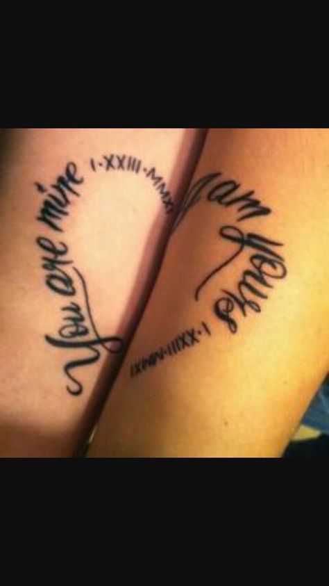 You are mine, I am yours. Marriage Tattoos, Tatuaje Cover Up, Him And Her Tattoos, Couple Tattoos Love, Wife Tattoo, Best Couple Tattoos, Tattoo Diy, Cute Couple Tattoos, Tattoos Infinity