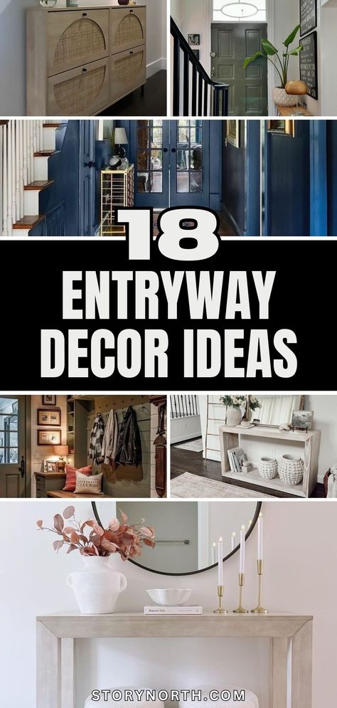 Save this pin for stunning entryway decor inspiration! Elevate your home with these creative ideas to make a lasting impression. #HomeDecor #EntrywayIdeas #DIYDecor Entryway Hallway Wall Decor, Farmhouse Cottage Entryway, Entryway Ideas Next To Stairs, Big Hallway Decor Ideas, Enter Way Decor, Ideas For Console Table Decor, Decorate Entrance Of Home, Small Foyer Design Ideas, Grand Entrance Decor