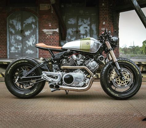 Yamaha Virago cafe racer exhaust Yamaha Virago, Cafe Racer, Cafe, Building, Instagram