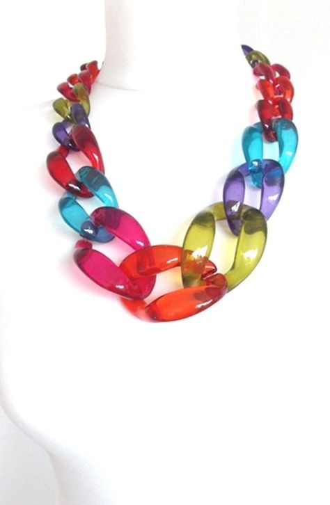 Colourful Accessories, Bright Necklace, Costume Necklaces, Colorful Accessories, Holiday Wardrobe, Chunky Necklace, Beads And Wire, Clothes Horse, Link Necklace