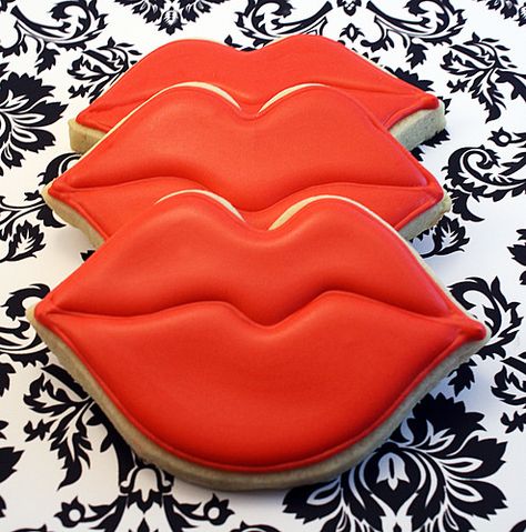 Lips Cookies Lips Cookies Decorated, Lip Cookies, Valentines Day Sugar Cookies, Valentine Cookie, Valentines Cookies, Valentine Sugar Cookies, Sugar Cookie Royal Icing, Cookie Bouquet, Cookie Company