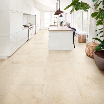 Cream Tile Floor, Beige Tile Kitchen, Beige Floor Tile, Cream Tile, Marble Effect Tiles, Tiles Living Room, Living Room Tiles, Travertine Floors, Beige Tile