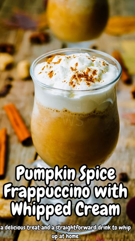 Discover a delicious Pumpkin Spice Frappuccino with Whipped Cream recipe that's easy to make, perfect for fall, and loaded with seasonal flavors! Frappuccino Recipe No Coffee, Pumpkin Frappuccino Starbucks, Pumpkin Frappuccino, Starbucks Frappuccino Recipe, Pumpkin Spice Frappuccino, Creamy Pumpkin Pie, Whipped Cream Recipe, Frappuccino Recipe, Easy Comfort Food