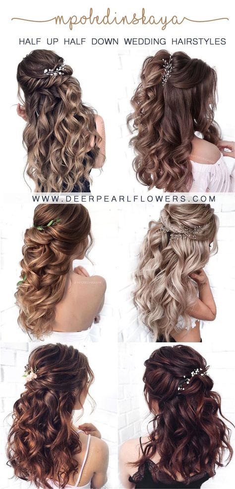 30 Half Up Half Down Wedding Hairstyles | My Deer Flowers Character Hair, Down Wedding Hairstyles, Wedding Hair Half, Half Up Half Down Wedding, Download Hair, Wedding Hairstyles Bride, Hair Set, Quince Hairstyles, Long Hair Wedding Styles