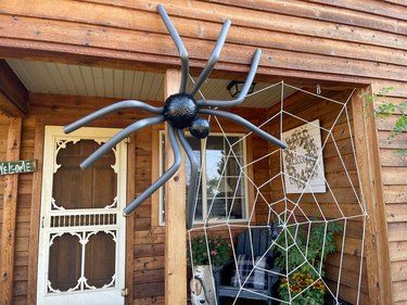 How to Make a Giant Spider Halloween Decoration | eHow Bugs Life Decorations, Giant Bugs Diy, Diy Halloween Spider, Animal Architecture, Haunted Garden, Candy Cane Lollipops, Giant Candy Cane, Spider Net, Filled Balloons