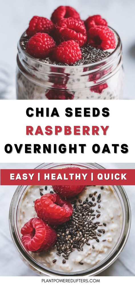 Are you looking for raspberry chia seeds overnight oats? Look no further! These overnight oats are easy to make, and surprisingly healthy. Whether you're looking for easy overnight oats in a jar or vegan overnight oats, this recipe has got you covered! Grain Free Overnight Oats, Overnight Oats Whole 30, Overnight Oats Vanilla Protein Powder, Raspberry Chocolate Overnight Oats, Chia Overnight Oats Healthy, Overnight Chia Oats Recipe, Oats Chia Seeds Overnight, The Best Overnight Oats Recipe, Overnight Oats Recipe Low Calorie