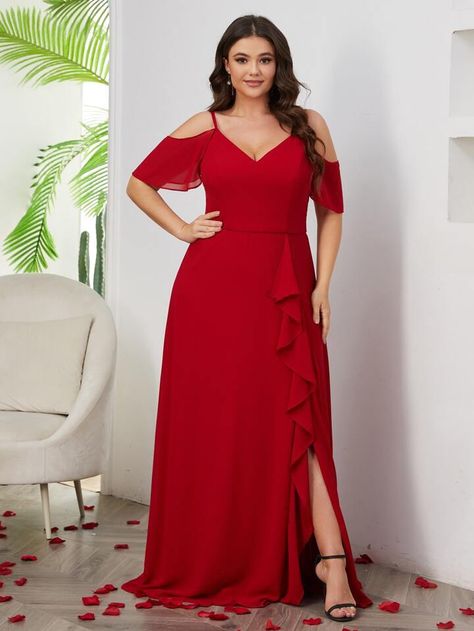 Red Bridesmaid Dresses Short, Plus Bridesmaid Dresses, Plus Size Bridesmaid, Red Bridesmaid Dresses, One Shoulder Gown, Bridesmaid Dress Colors, Bridesmaid Dresses Plus Size, Chiffon Bridesmaid Dress, Chiffon Bridesmaid