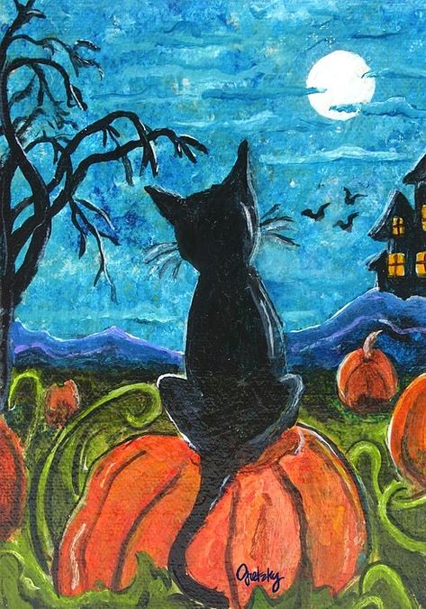 Cat In Pumpkin, Halloween Canvas Paintings, No Carve Pumpkin Decorating, Pumpkin Drawing, Disney Pumpkin, Fall Canvas, Easy Canvas Painting, Pumpkin Art, Halloween Painting