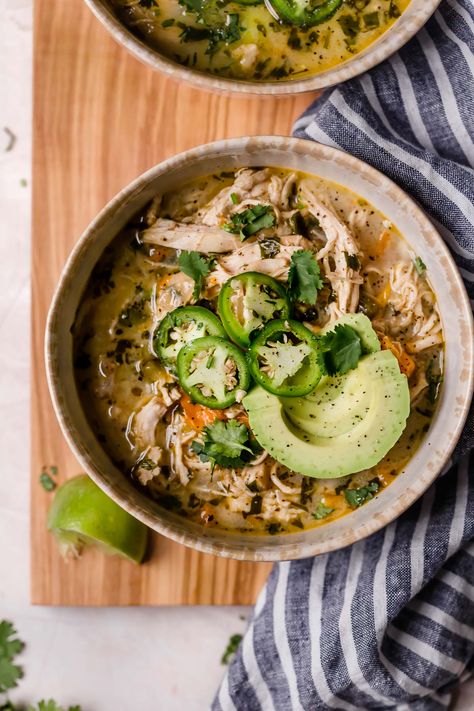 White Chicken Chili Recipe Crockpot, Slow Cooker White Chicken Chili, White Chicken Chili Slow Cooker, Real Food Dietitians, Chicken Chili Crockpot, Crockpot White Chicken Chili, White Chili Chicken Recipe, Prep Recipes, White Chicken Chili