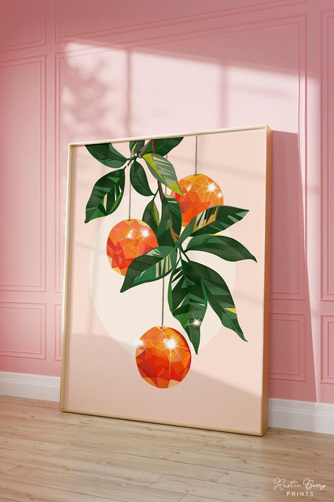 Clementine Painting, Oranges Art, Maximalist Kitchen, Glam Disco, Orange Art, Art Print Wall, Disco Ball, Wall Art Poster, Print Wall Art