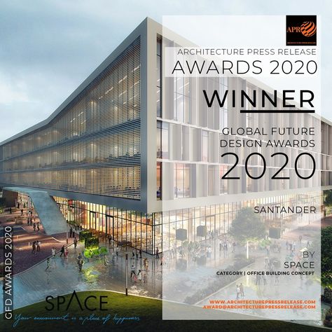 Santander by Space Winner of Global Future Design Awards 2020 @space_mex #architecture #design #interiordesign #architect #sbarchitects #construction #house #architectural Architecture Competition Winner, Winners Poster Design, Student Awards Certificates, Award Poster, Concert Hall Architecture, Construction House, Architecture Competition, Building Concept, Student Awards