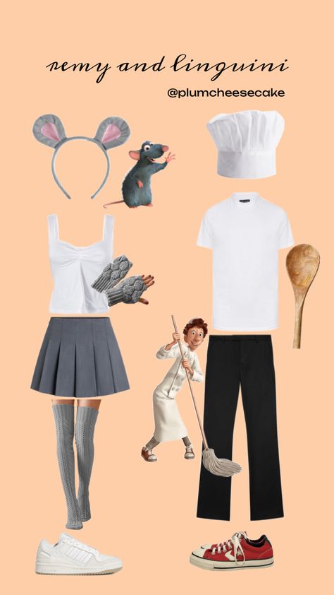 halloween couples costume inspo, ratatouille Casual Halloween Outfits Costumes, Ratatouille Costume, Casual Halloween Outfits, Halloween Couples Costume, Clown Halloween Costumes, Halloween Couples, Couples Halloween Costume, Couples Costume, Duo Halloween Costumes