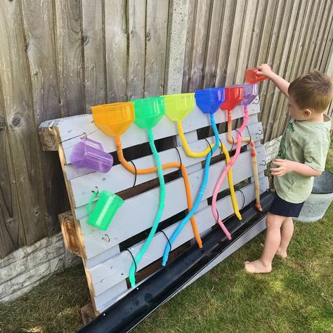 The water wall is back out 🙌🏻☀️ You can purchase the waterwall bundle from @isaacs_treasures and you can use SENSORY for discount! 🌈 #waterwall #isaacstreasures #diy #tickit #tickiteducation #waterplay #gardenplay #getoutside #outdoors #outdoorplay #stemplaytoday #waterplaytime #stemplay #learningthroughplay #sensoryplay #1000hoursoutside #playactivities Outdoor Sensory Wall, Diy Sensory Wall, Sen Activities, Sensory Walls, Water Wall Diy, Learning Wall, Sensory Wall, Preschool Classroom Decor, Water Wall