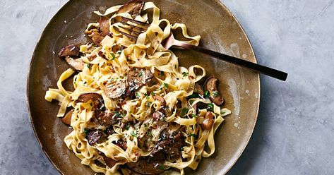 Tagliatelle with Porcini Butter Sauce | Martha Stewart Pasta Rack, Gluten Free Apple Crisp, Pasta Roller, Fresh Pasta, Butter Sauce, Mushroom Recipes, The Design Files, How To Cook Pasta, Martha Stewart