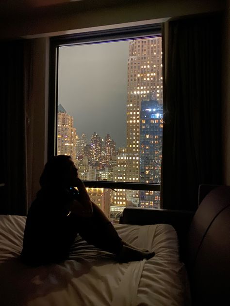 Nyc Hotel Room, New York Silhouette, Hotel View, Room View, Hotel Room, City Lights, The City, New York, Hotel