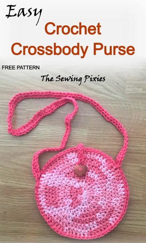 Crochet Childs Bag Pattern Free, Crochet Easy Purse, Crossbody Bag Crochet Pattern, Crochet Circle Purse, Crochet Bags For Kids, Free Crochet Bag Patterns Easy, Small Crochet Bags Free Patterns, Crochet Coin Purse Free Pattern, Crochet Kids Purse