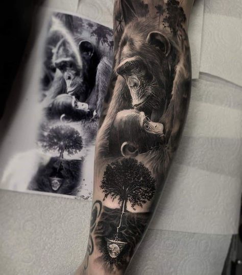 Hip Hop Tattoos, Hop Tattoo, Hip Hop Tattoo, Portrait Tattoo Sleeve, Neo Tattoo, Animal Sleeve Tattoo, Gorilla Tattoo, Wolf Tattoo Sleeve, Monkey Tattoos