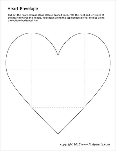 Heart Greeting Card | Free Printable Templates & Coloring Pages | FirstPalette.com Envelope From Heart, Paper Heart Card Diy, Valentine Heart Envelope, Love Heart Envelope, Gift Envelope Template, Folded Heart Envelope, How To Fold A Heart Into An Envelope, Heart Envelope Template Free Printable, Foldable Heart Template