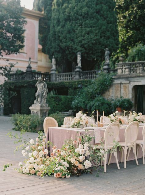 Portfolio - Lake Como Long Table Floral Arrangements, Roman Dinner Party, Ground Florals, Table Floral Arrangements, Ethereal Wedding, White Wedding Flowers, Floral Inspiration, Head Table, Long Table