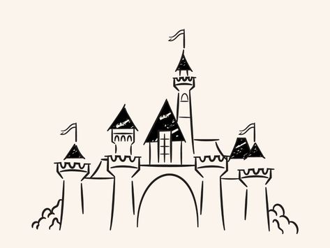 Disneyland Doodle by Rogie on Dribbble Castle Drawing Easy, Disney Castle Drawing, Disney Doodles, Castle Illustration, Castle Drawing, Disneyland Castle, Disney Logo, Doodle Characters, Disney Collage