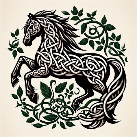 Ceiling Medallion Wall Art, Celtic Horse Tattoo, Celtic Bird, Druid Symbols, Celtic Horse, Scandinavian Tattoo, Celtic Animals, Celtic Artwork, Horse Inspiration