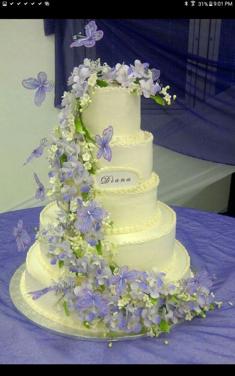 Butterfly  quinceanera cake Quinceanera Cake Butterfly, Butterfly Quinceanera Cake, Butterfly Quince Cake, Purple Butterfly Quince, Blue Butterfly Quinceanera Theme, Cakes Butterfly, Cake Quinceanera, Butterfly Quinceanera Theme, Quinceañera Cakes