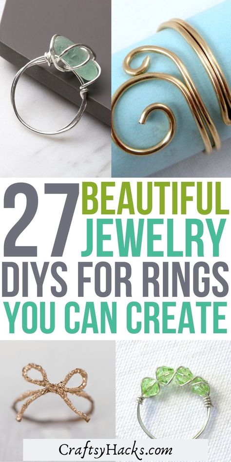 Handmade Rings Wire, Diy Wire Jewelry Rings, Jewelry Making Rings, Diy Jewelry Making Tutorials, Wire Jewelry Patterns, Diy Jewelry To Sell, Wire Jewelry Rings, Wire Wrapped Stone Jewelry, Diy Jewelry Rings