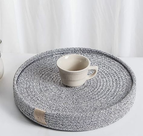 Art PineCone's Woven Cotton Rope Round Placemats Set of 4 with Holder Included, Non-Slip and Heat Resistant for Your Perfect Table Decor!(13" Gray Mixed) Round Placemats Table Setting, Woven Placemat, Nursery Baskets, Round Placemats, Holiday Table Decorations, Woven Placemats, Formal Dinner, Rope Design, Placemat Sets