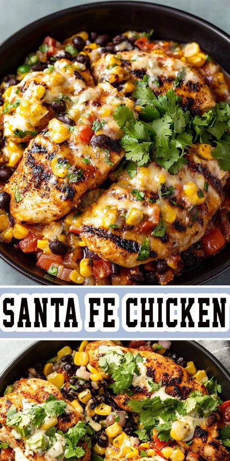 Bring the flavors of the Southwest to your table with Santa Fe Chicken! 🌶️🍗 One-pan, spicy, and so easy—perfect for busy nights. #SantaFeChicken #SouthwestFlavors #OnePanMeal #ChickenDinner Black Bean Chicken Chili, Santa Fe Chicken, Shredded Chicken Recipes, One Pan Meals, Sweet Corn, Easy Salads, Easy Chicken Recipes, Shredded Chicken, Healthy Options