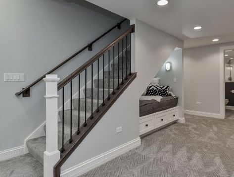 49 Amazing Luxury Finished Basement Ideas | Home Remodeling Contractors | Sebring Design Build Finished Basement Designs, Basement Staircase, Basement Decoration, Dream Basement, Basement Layout, Basement Remodel Diy, Home Remodeling Contractors, Basement Inspiration, Basement Living Rooms