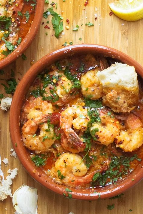 Resep Seafood, Garlic Prawns, Prawn Recipes, Shrimp Dishes, Deilig Mat, Jasmine Rice, Easy Appetizer Recipes, Fish Dishes, Seafood Dishes