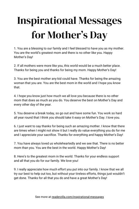 Inspirational Messages for Mother’s Day Printable Mother Day Captions Instagram, Mother’s Day Paragraph, Mother’s Day Letter Ideas, Mother Day Captions, Caption For Mother's Day, Mother’s Day Caption Ideas, Mothers Day Post For Instagram, Mothers Day Captions For Instagram, Mothers Day Card Messages