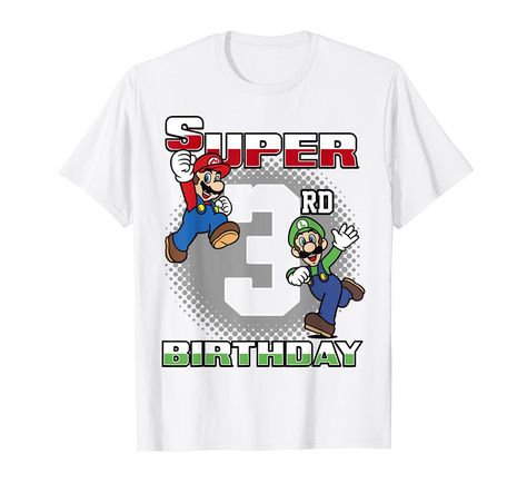 PRICES MAY VARY. Officially Licensed By Fifth Sun 19NNTD00284A-002 Lightweight, Classic fit, Double-needle sleeve and bottom hem Super Mario And Luigi, Super 4, Super Mario Birthday, Super Mario Party, Mario Birthday, Mario Party, T Shirt Image, Mario And Luigi, Fit Men