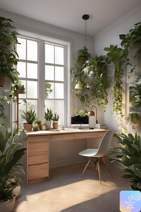 ⭐⭐⭐⭐ Reviewed and better on all items! | | Create a serene and productive workspace with this modern home office setup featuring abundant natural light and lush greenery. The minimalist desk, ergonomic chair, and indoor plants make it perfect for a refreshing work environment. Shop now through my affiliate links to transform your home office into a calming oasis! Natural Light Home, Home Office Plants, Calm Workspace, Light Home Office, Desk Plants, Minimalist Desk, Office Plants, Office Makeover, Modern Home Office