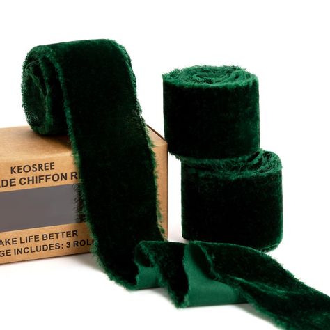 PRICES MAY VARY. 【Elegant Velvet Ribbon Set - 3 Rolls】Each set includes 3 rolls of luxurious Velvet Ribbon, measuring 1-1/2 inches in width and 1.5 yards in length per roll, giving you a total of 4.5 yards to create beautiful, sophisticated designs. This fabric ribbon is perfect for adding a touch of elegance to any project. 【Premium Quality & Luxurious Feel】Crafted from high-density Velvet material, Each and every strand of this delicate Velvet Ribbon has been crafted by hand, from the dyeing p Bridal Flower Bouquet, Bouquet Christmas, Frayed Fabric, Gift Wrapping Wedding, Shabby Chic Wardrobe, Green Velvet Ribbon, Bridal Bouquet Flowers, Hosting Christmas, Bridal Flower