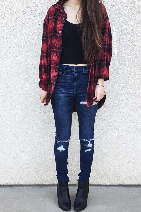 Red Flannel Shirt Outfit, Comfy Flannel Outfit, Plaid Shirt Outfit Fall, Flannel Fall Outfits, Red Flannel Outfit, Flannel Shirt Outfit, Plaid Shirt Outfits, Flannel Outfits, Outfit Red