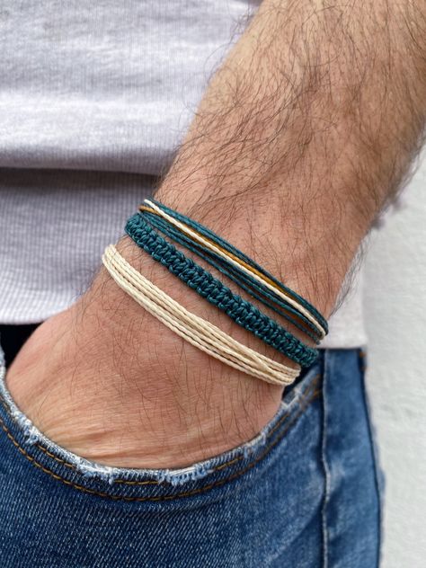 Waxed Cord Bracelets, Macrame Embroidery, Macrame Square, Teal Bracelet, Square Bracelet, Paracord Bracelet Tutorial, Wax Cord Bracelet, Braided Bracelet Diy, Beach Bracelet