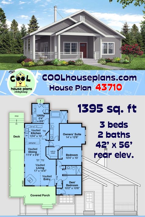 House Floor Plans No Garage, Owners Suite, Cottage Plans, Small Floor Plans, Prairie House, Prairie Style Houses, Cottage Floor Plans, Long House, Cottage Style House Plans