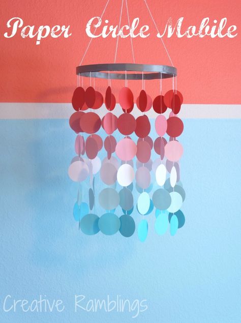 Paper Circle Mobile | Creative Ramblings above a changing table #mobile Diy Notepad, Circle Mobile, Aqua Nursery, Coral And Aqua, Paper Circle, Paper Mobile, Beautiful Stationery, Nursery Inspiration, Scrap Paper