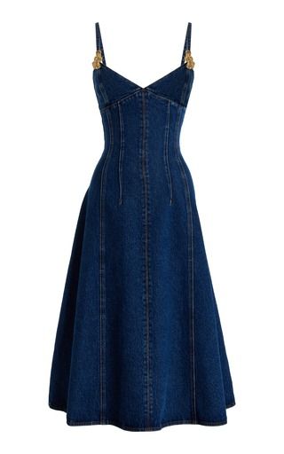 New Arrivals 12.28.2023 | Moda Operandi Denim Dress Outfit, Looks Kate Middleton, Dark Vintage, Denim On Denim, Modern Muse, Denim Midi Dress, Denim Details, Blue Midi Dress, Dress Outfit