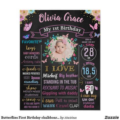 Birthday Chalkboard Ideas, First Birthday Chalkboard Sign, 1st Birthday Chalkboard, First Birthday Posters, Stella Rose, First Birthday Chalkboard, Creative Gift Wraps, Activity Cube, Chalkboard Ideas