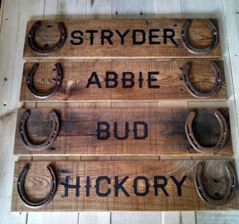 Horses Names, Stall Doors, Horse Stall Sign, Barn Stalls, Stall Door, Stable Ideas, Stall Signs, Dream Horse Barns, Horse Barn Plans